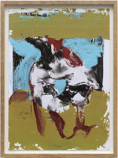 Sebastian Hosu: Untitled I [p], 2020, 
Reißkohle und Öl auf Papierr, 33 x 24 cm, framed 


